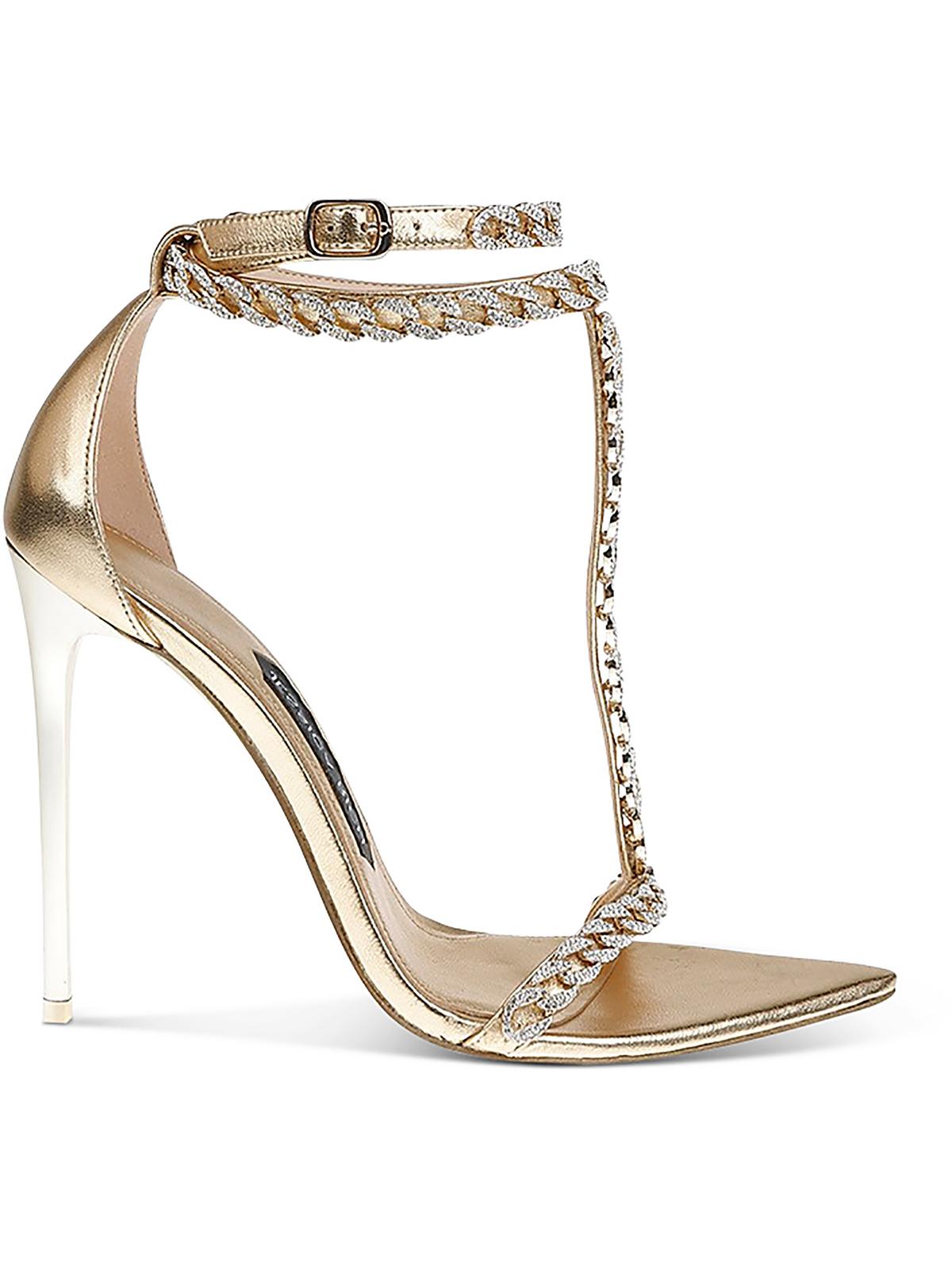 Shop Jessica Rich Womens Sparkle And Shine Stiletto T-strap Sandals In Gold