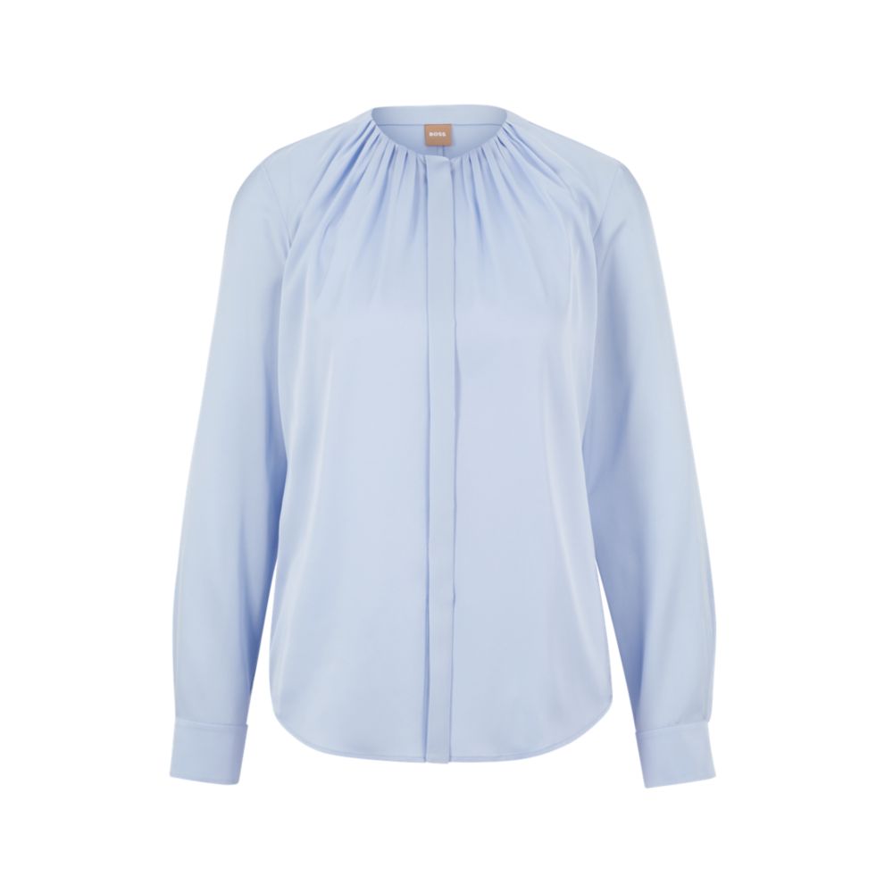HUGO BOSS Ruched-neck blouse in stretch-silk crepe de Chine