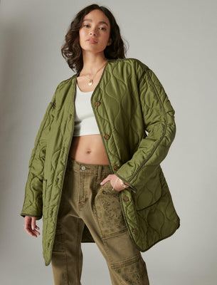 Lucky Brand Quilted Bomber - Women's Clothing Outerwear Jackets