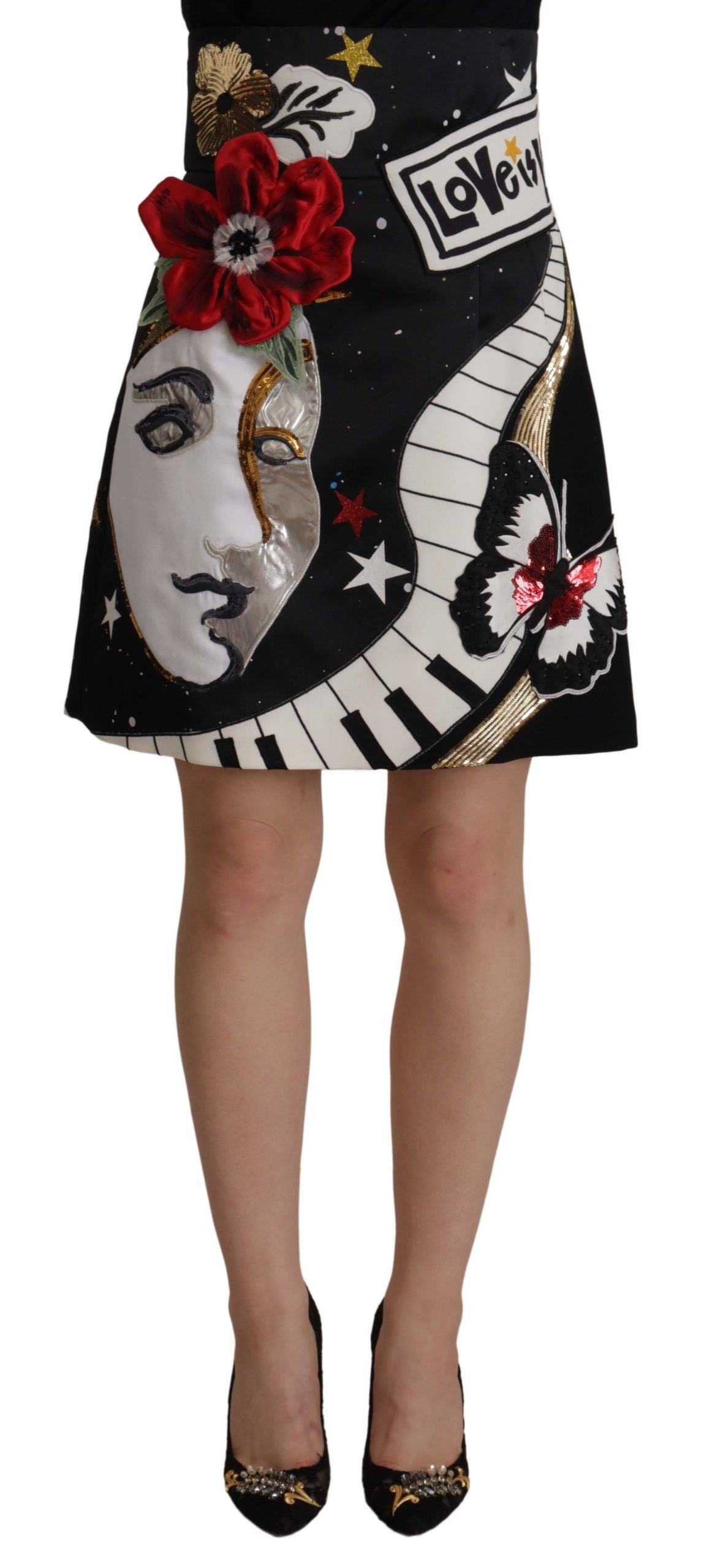 DOLCE & GABBANA Dolce & Gabbana  Love Clock Sequined Piano Women's Skirt