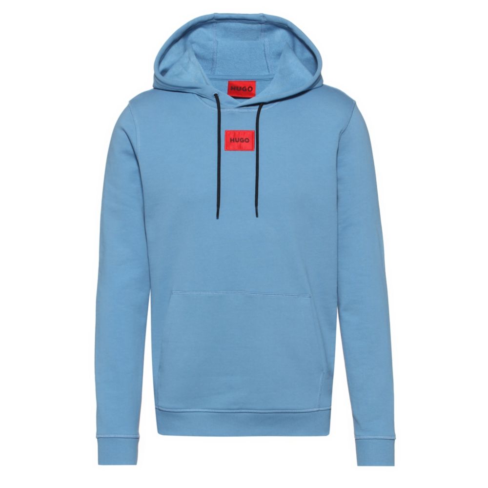 HUGO - Cotton-terry sweatshirt with blue logo label