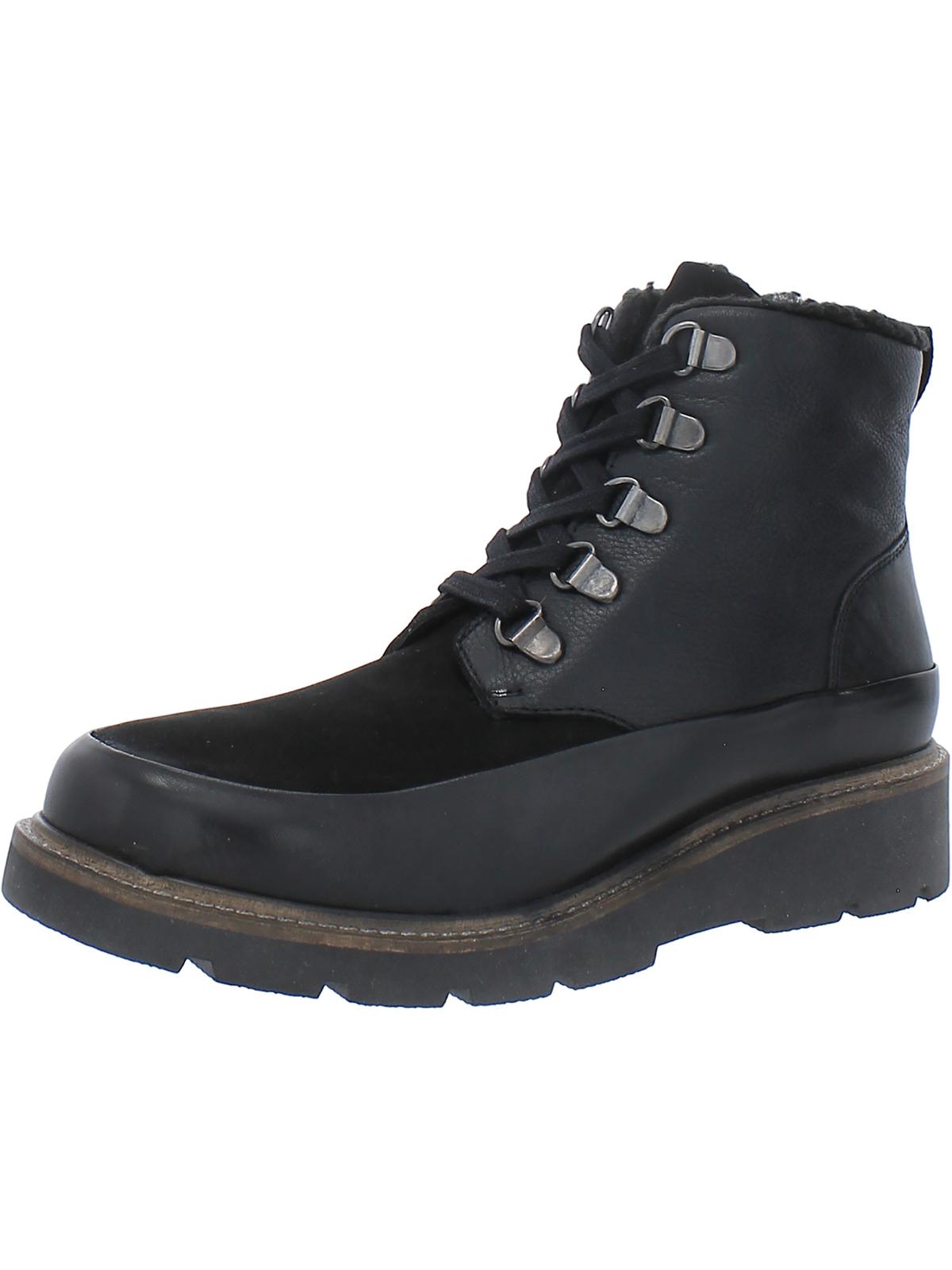 Shop Softwalk Whitney Womens Leather Faux Shearling Hiking Boots In Black