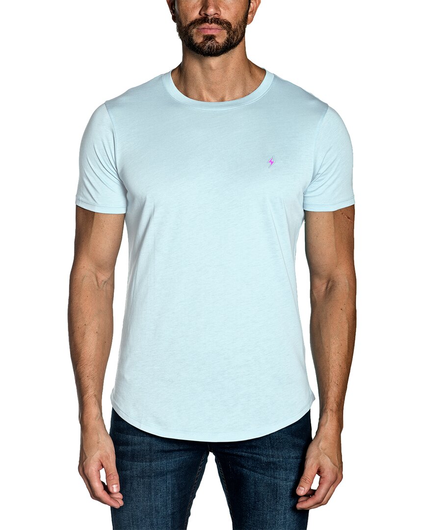 Jared Lang Men's Lightning Bolt Pima Cotton Crewneck T-shirt In Blue