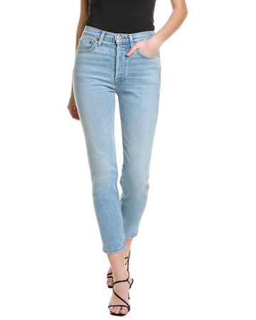 RE/DONE 90s light azure high-rise ankle crop jean