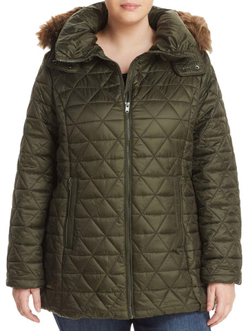 Marc New York by Andrew Marc plus cypress womens faux fur winter puffer coat