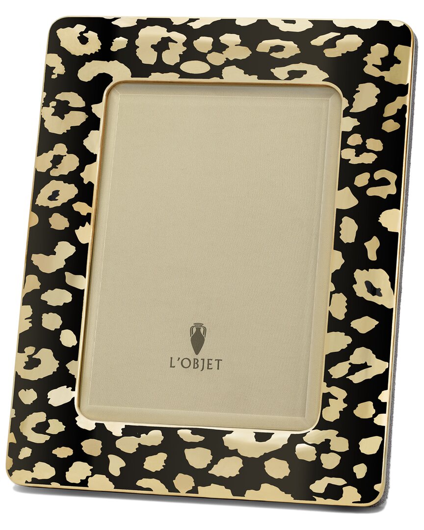 L'objet Leopard Gold Frame - 4x6 In Black