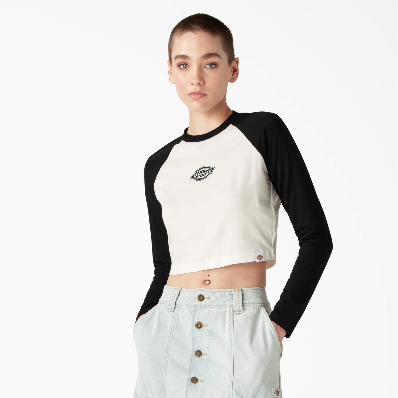 Shop Dickies Women's Sodaville Long Sleeve Cropped T-shirt In White