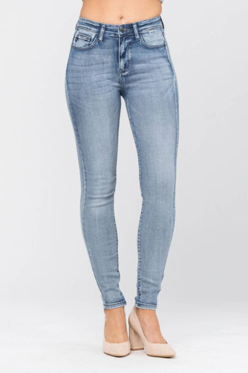 Judy Blue high rise plus skinny jean in hand sand wash