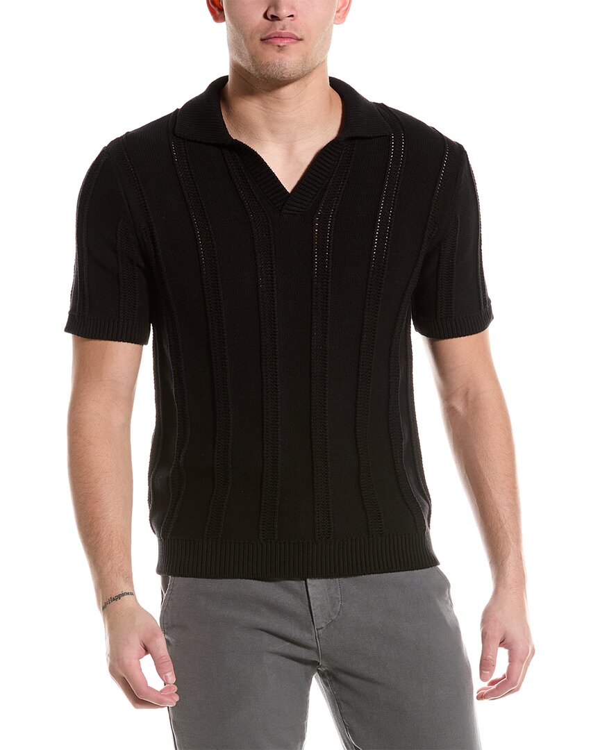 Shop Truth Novelty Knit Polo Shirt In Black