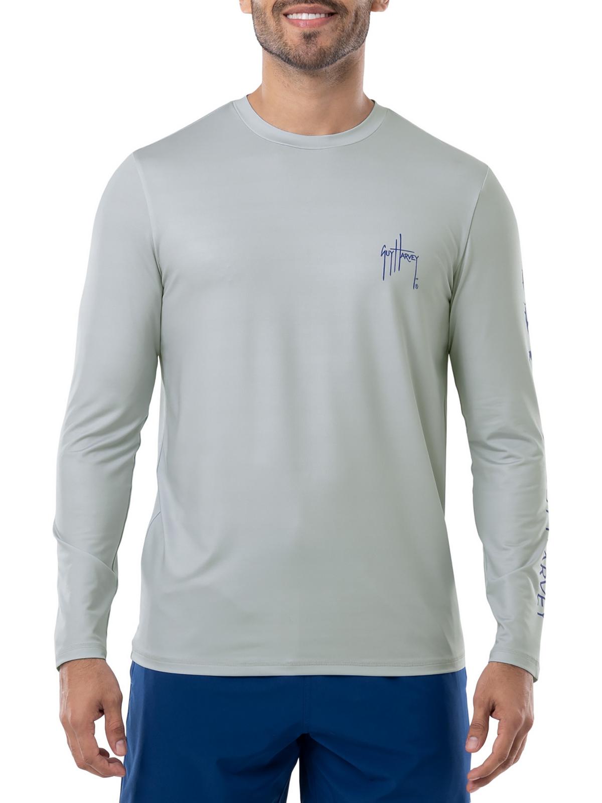 Shop Guy Harvey Mens Moisture Wicking Logo T-shirt In Grey