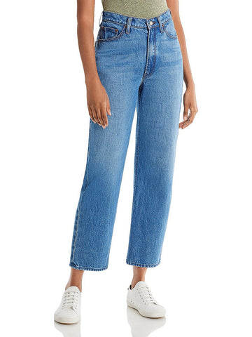 Mother snacks womens denim medium wash straight leg jeans