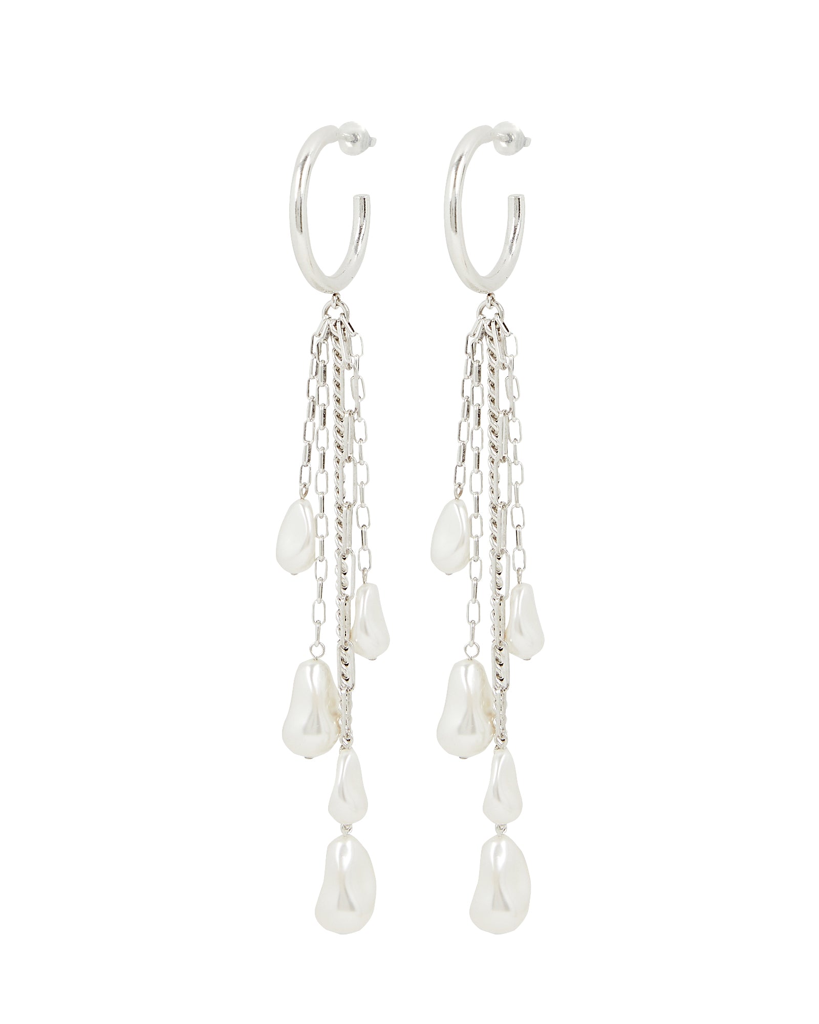 ISABEL MARANT Isabel Marant Pearl Chain Hoop Drop Earrings