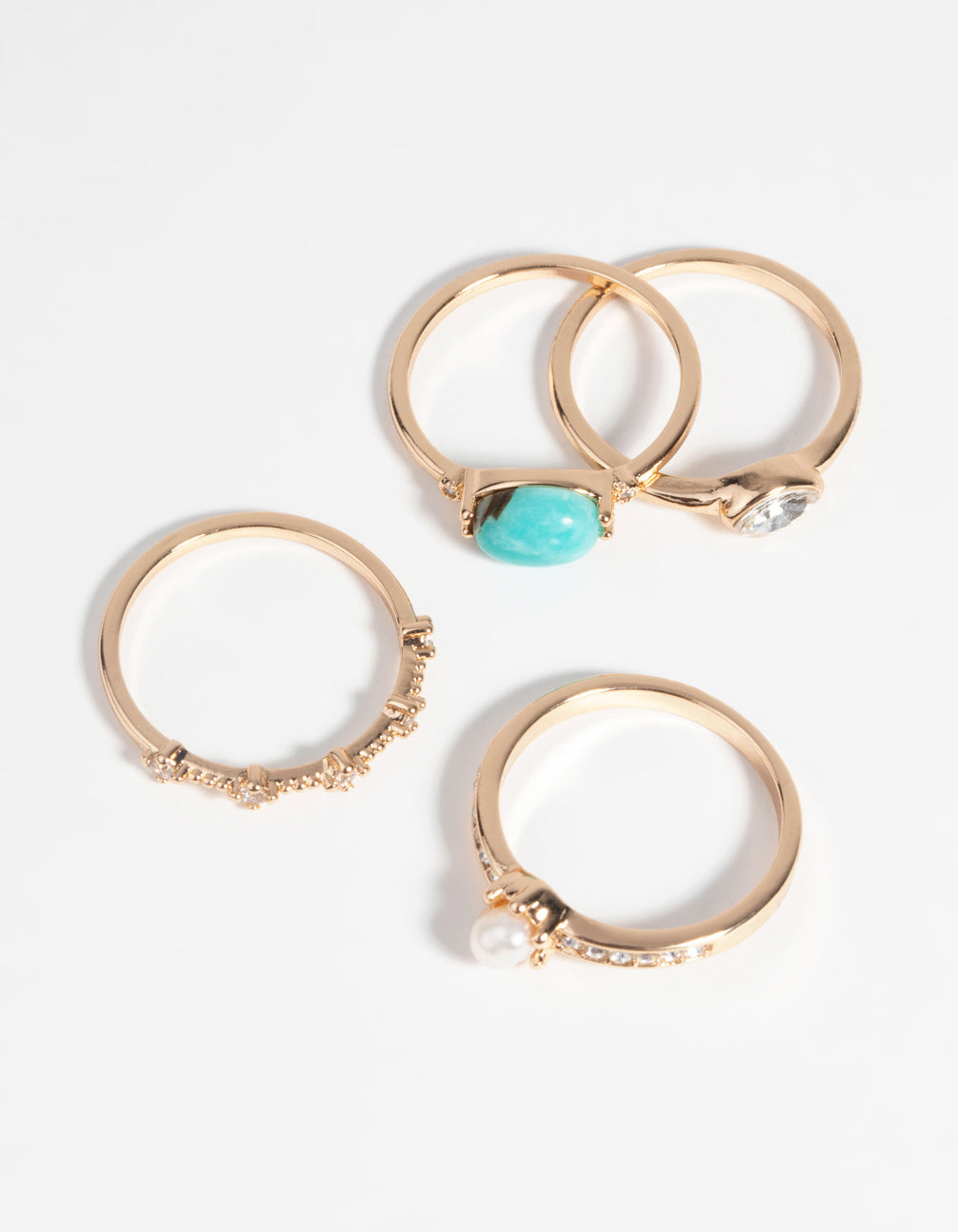 Lovisa Gold Pearl And Semi-precious Ring Pack