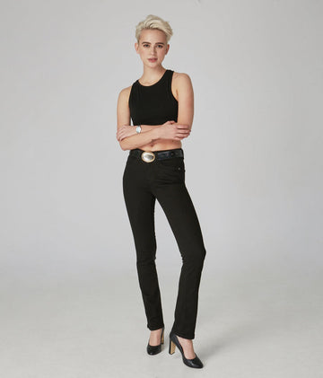 Lola Jeans kate-blk - high rise straight jeans - inseam 32