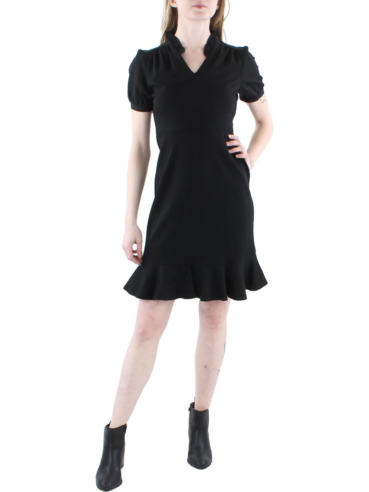 Shop Nanette Lepore Womens Ruffled Short Mini Dress In Black