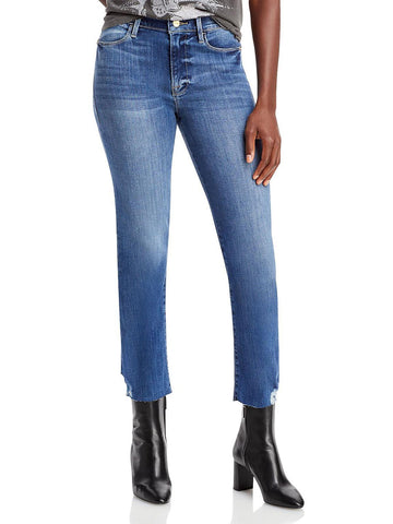 Frame womens denim high rise straight leg jeans