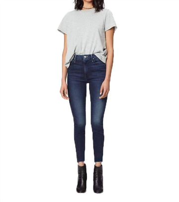 Mother high waisted looker ankle fray tongue jean in chic
