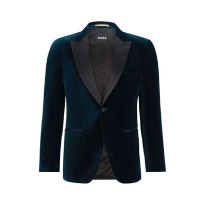 BOSS - Slim-fit jacket in monogram-jacquard stretch material