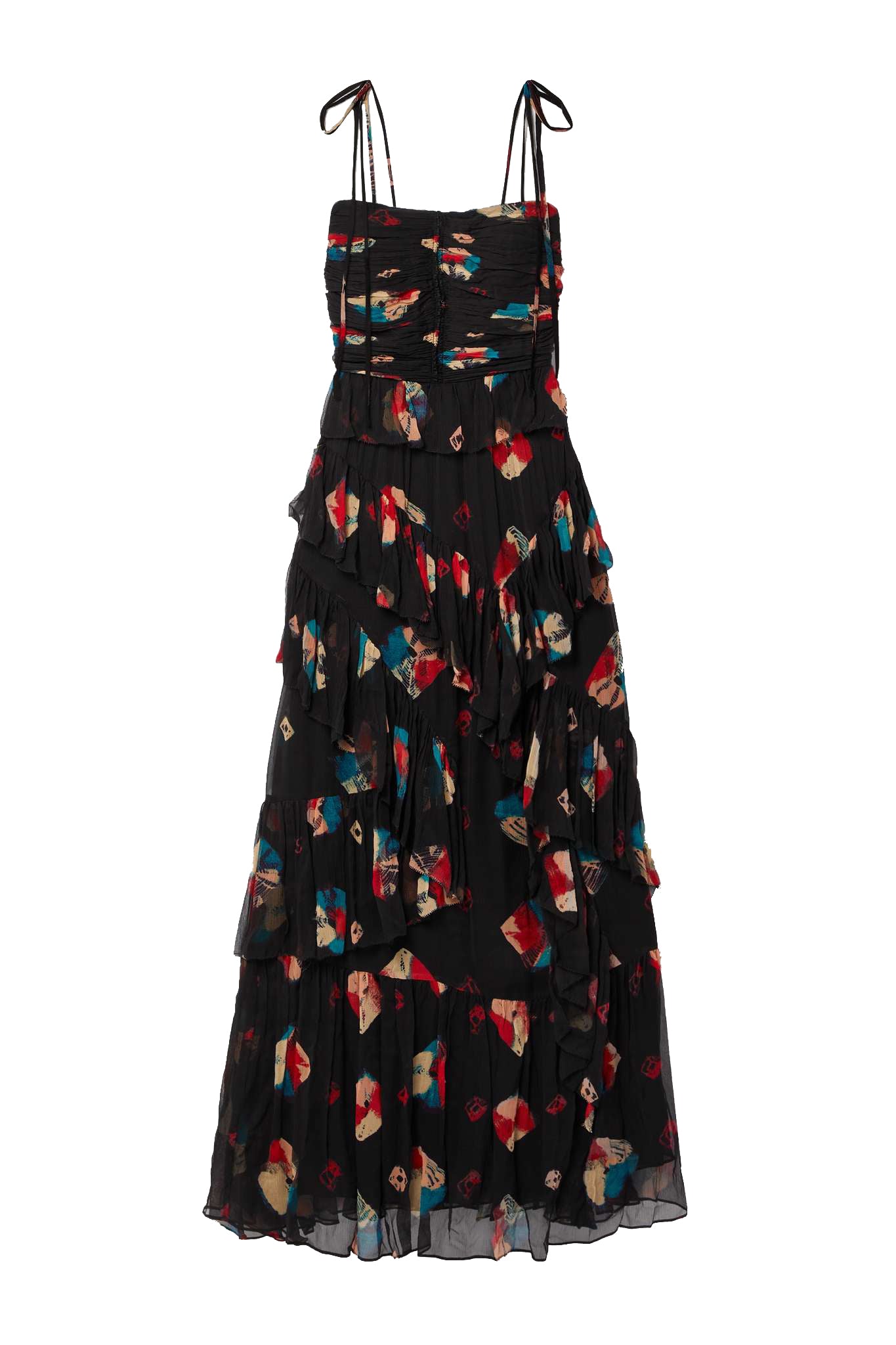 Shop Ulla Johnson Women Aveline Adjustable Shoulder Strap Layered Dress Gown Nocturne In Multi