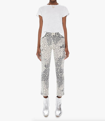 Mother the mid rise dazzler ankle denim in shadow leopard