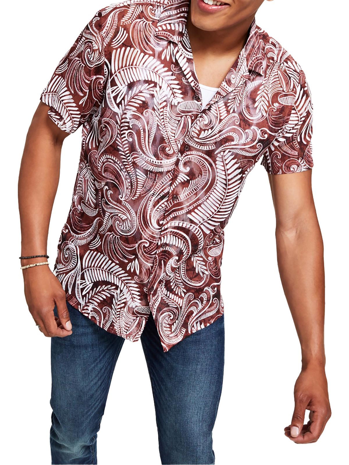 Shop Inc Mens Paisley Collared Button-down Shirt In Red
