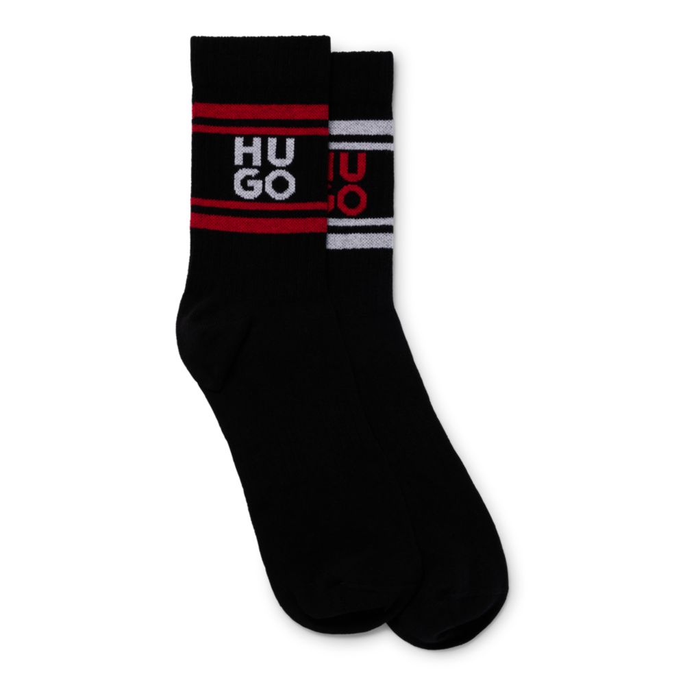HUGO Two-pack of ribbed short socks with stacked logo