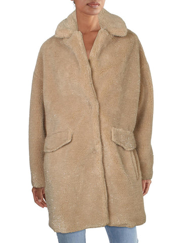 BCBGeneration womens faux fur midi teddy coat