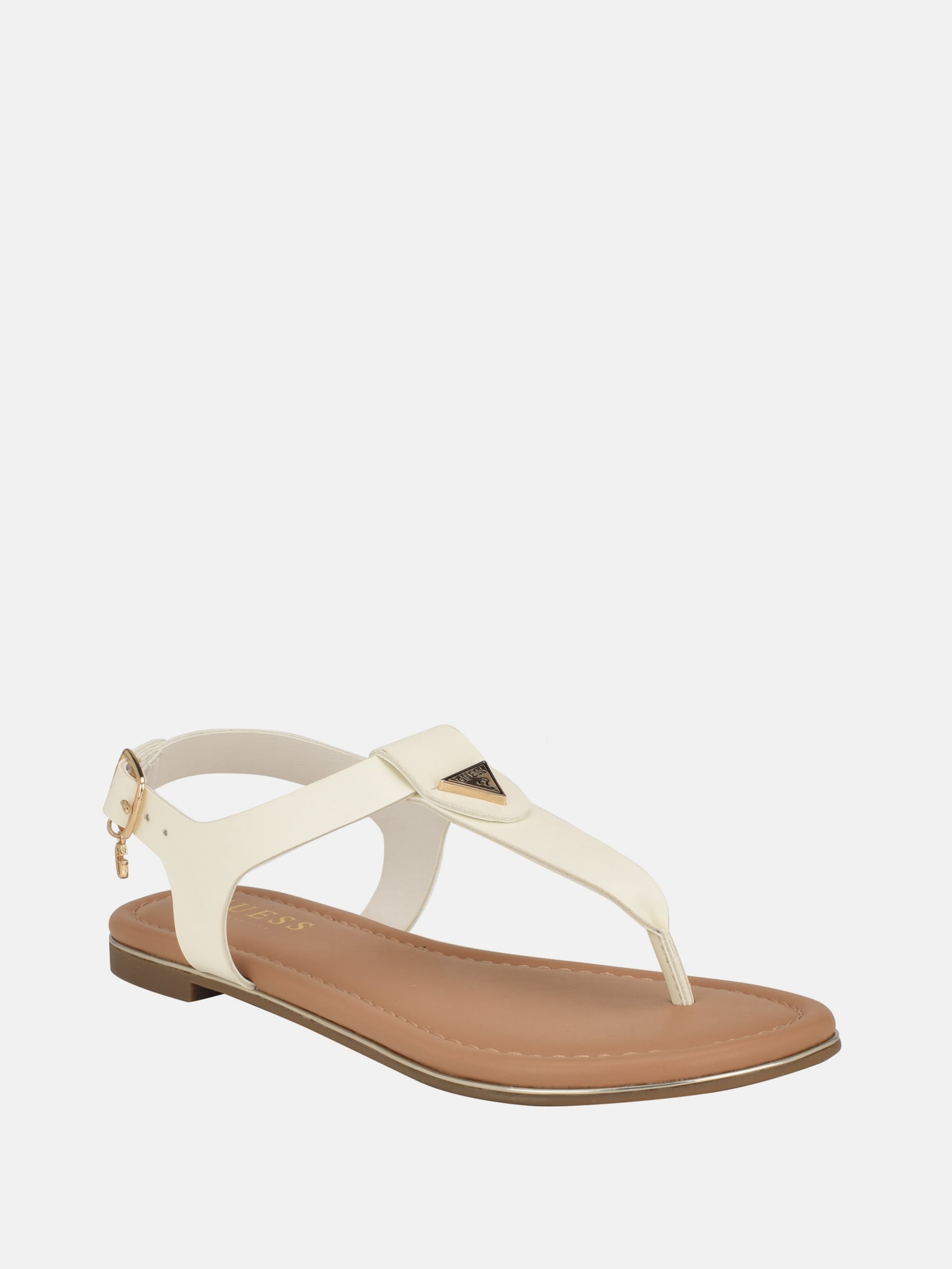 Shop Guess Factory Dorrys T-strap Sandals In White