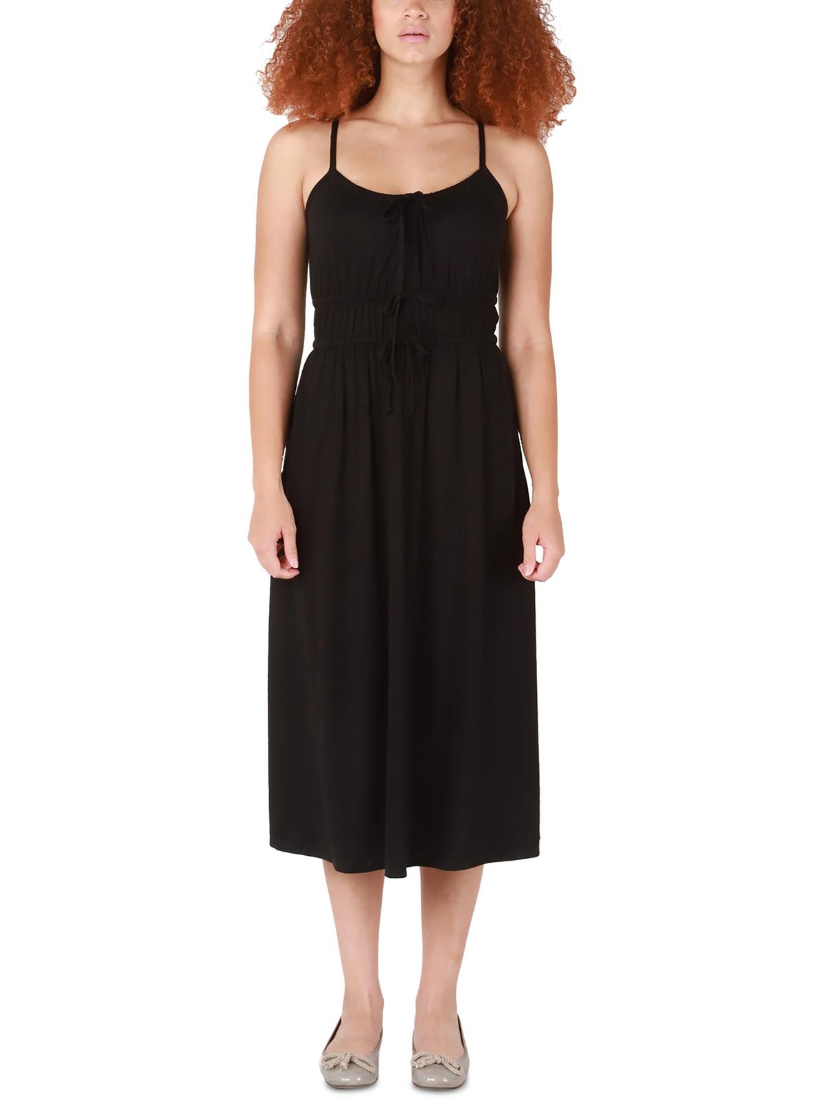 Shop Black Tape Womens Tie Front Smocked Midi Dress In Black