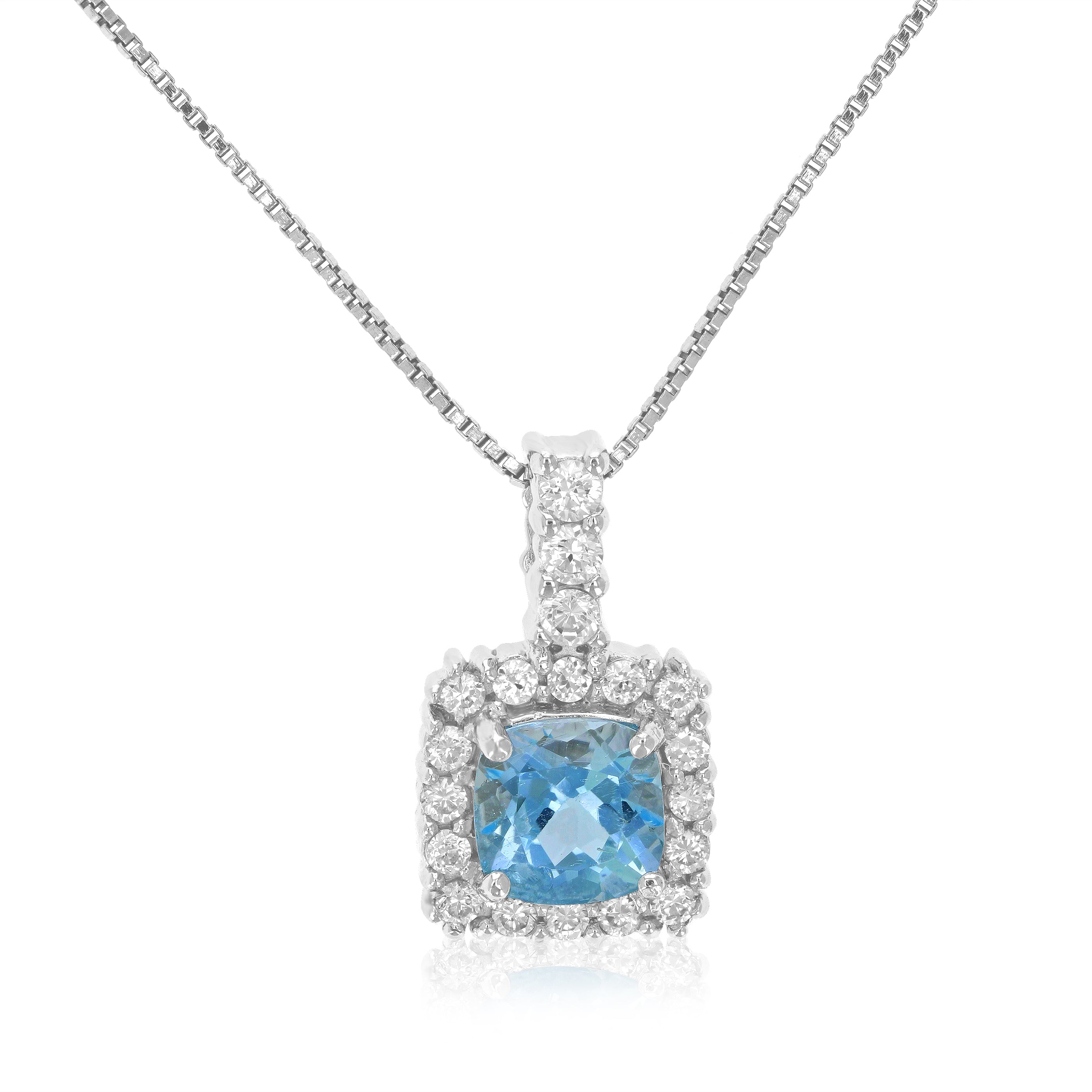 Vir Jewels 0.80 Cttw Pendant Necklace, Blue Topaz Pendant Necklace For Women In .925 Sterling Silver, 18 Inch C In Metallic