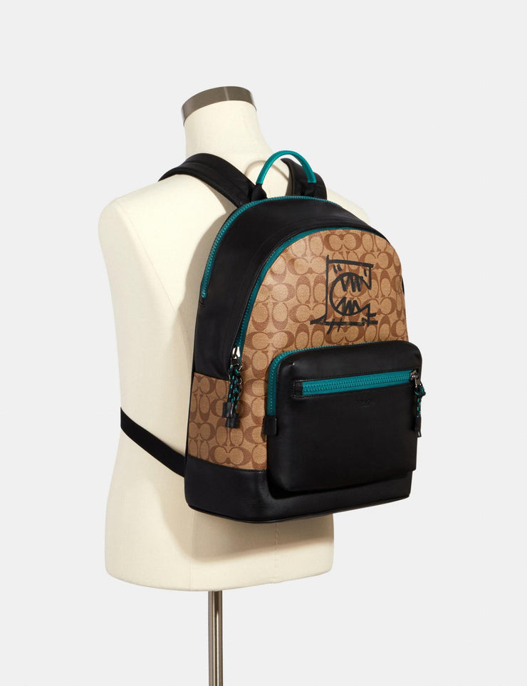 west backpack in signature canvas with rexy by guang yu