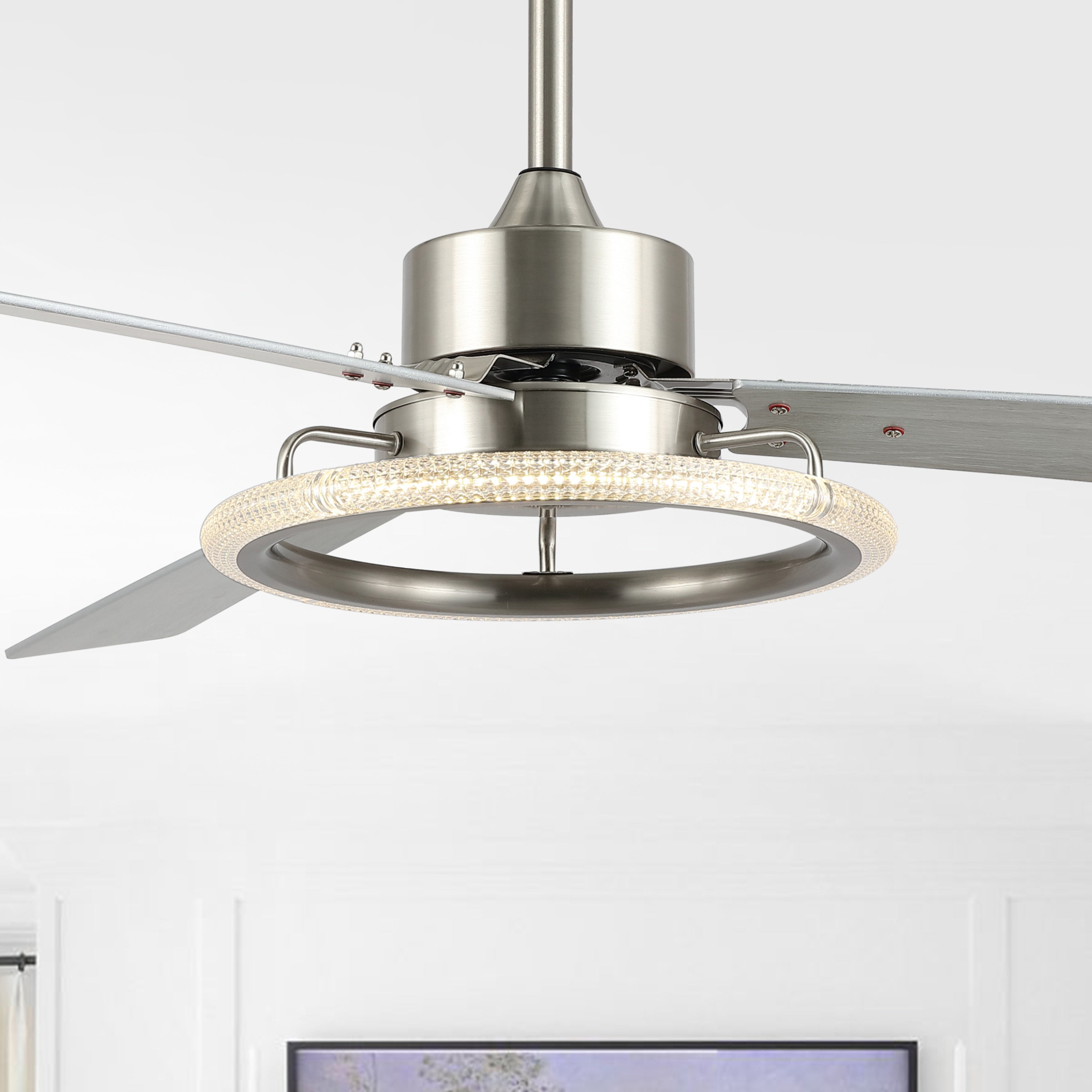 Shop Jonathan Y Remy 52" 1-light Modern Industrial Iron/acrylic/wood Remote-controlled 6-speed Integrated Led Ceilin