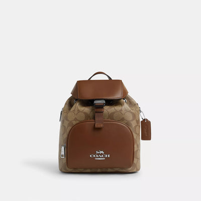 코치 COACH Outlet pace backpack in signature canvas,silver/khaki/saddle