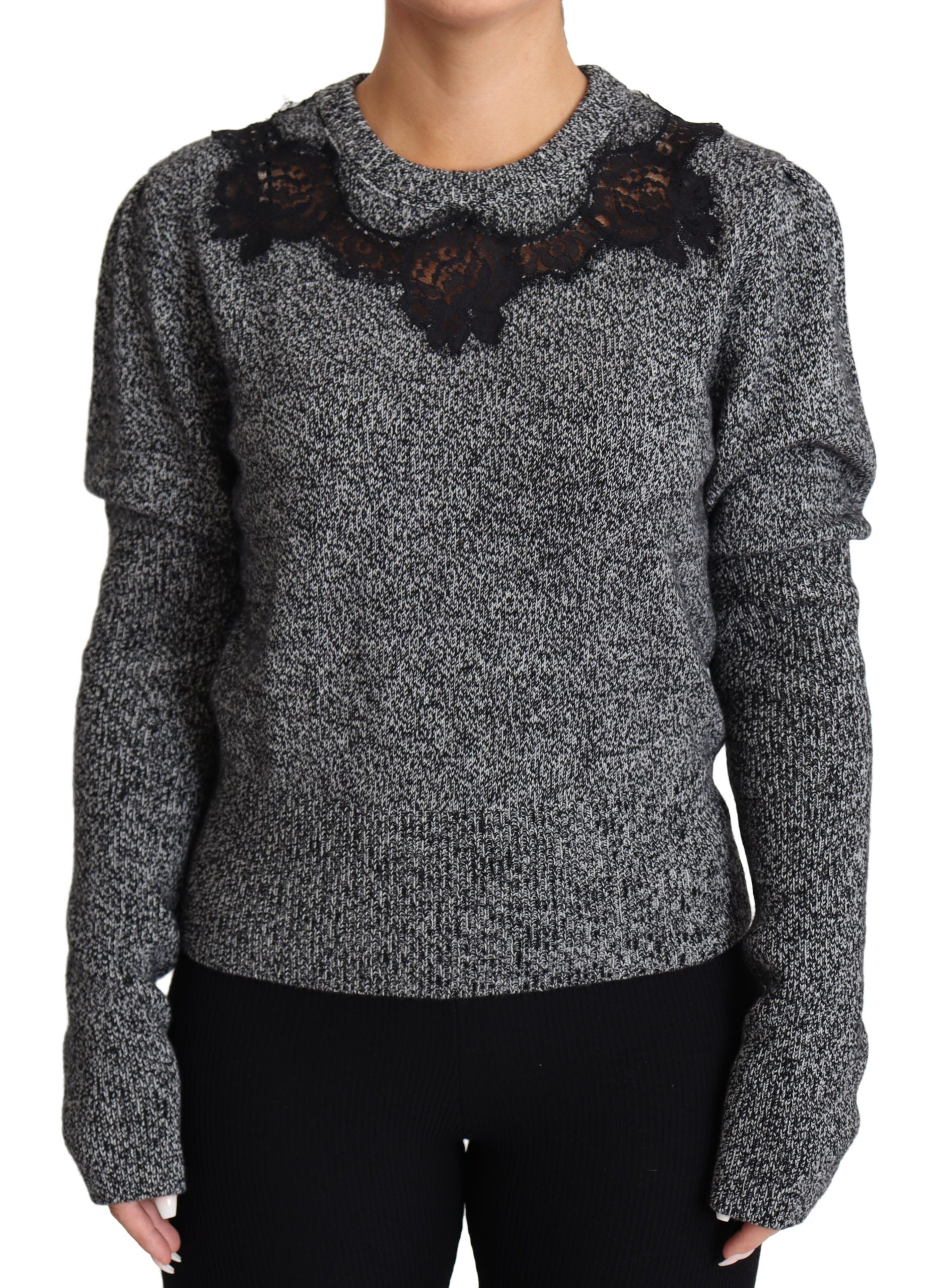 DOLCE & GABBANA Dolce & Gabbana  Lace Trimmed Pullover Cashmere Women's Sweater