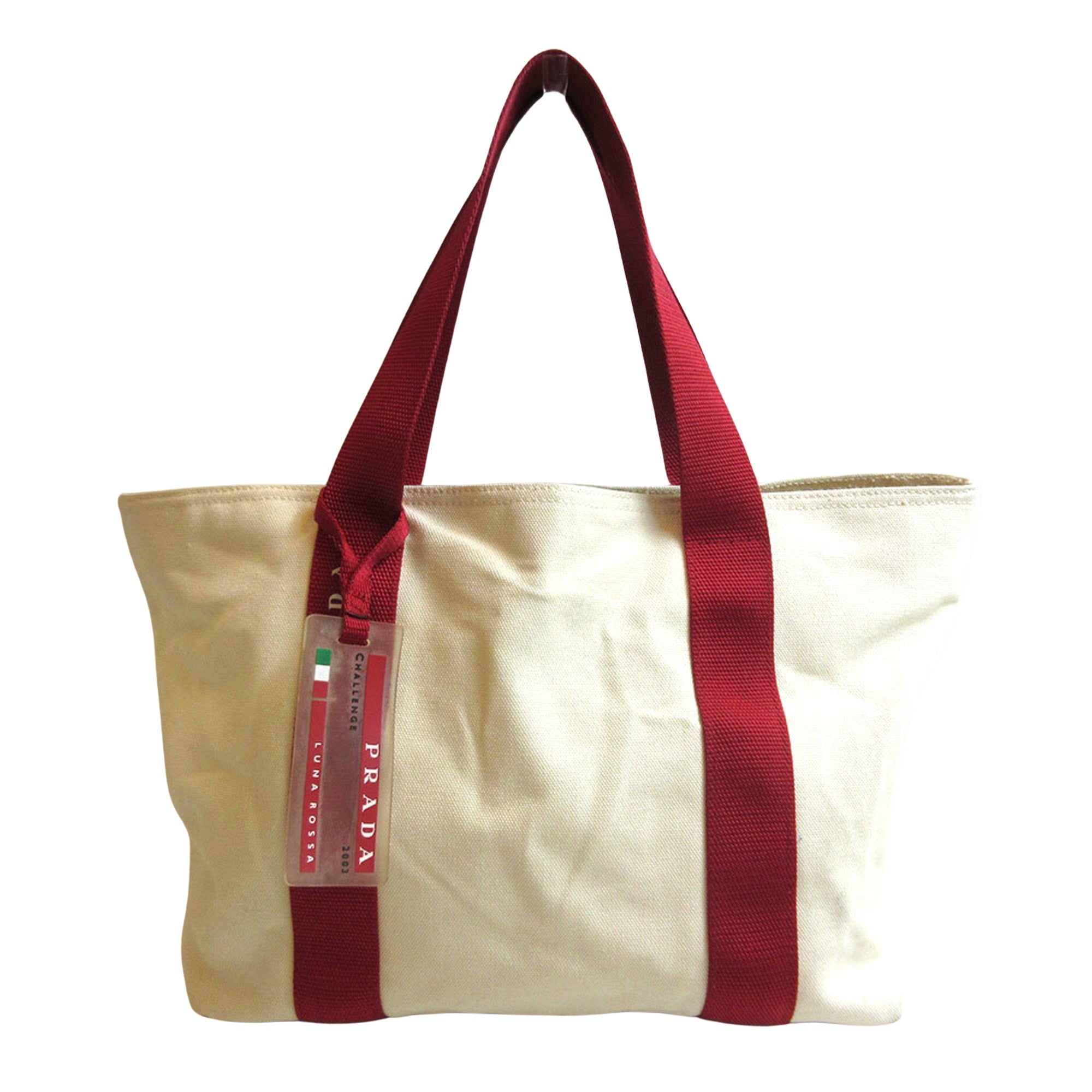 Shop Prada Cabas Canvas Tote Bag () In Beige