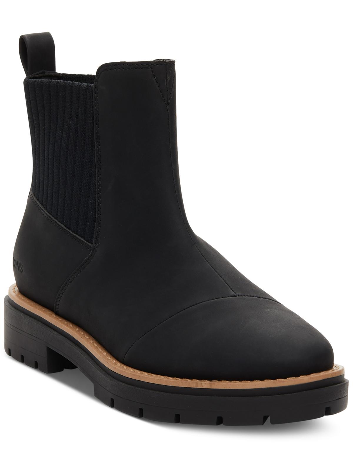 Shop Toms Womens Faux Leather Ankle Chelsea Boots In Black