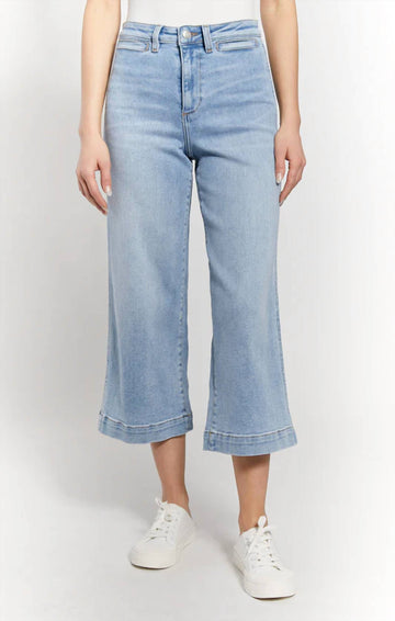 Oat New York high rise wide leg crop jean in light denim