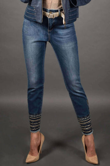 Frank Lyman embellished detail jeans in dark blue