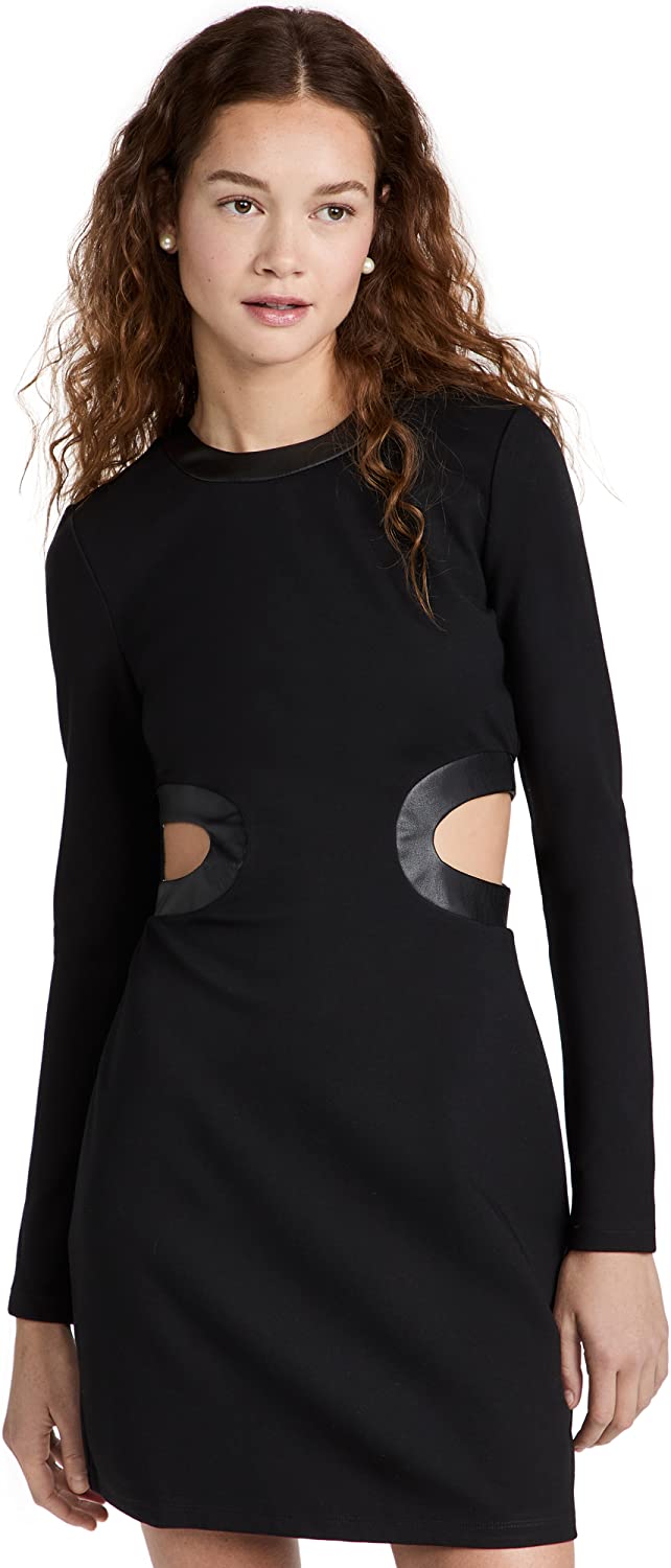 Shop Staud Women's Mini Long Sleeve Dolce Dress, Black/black