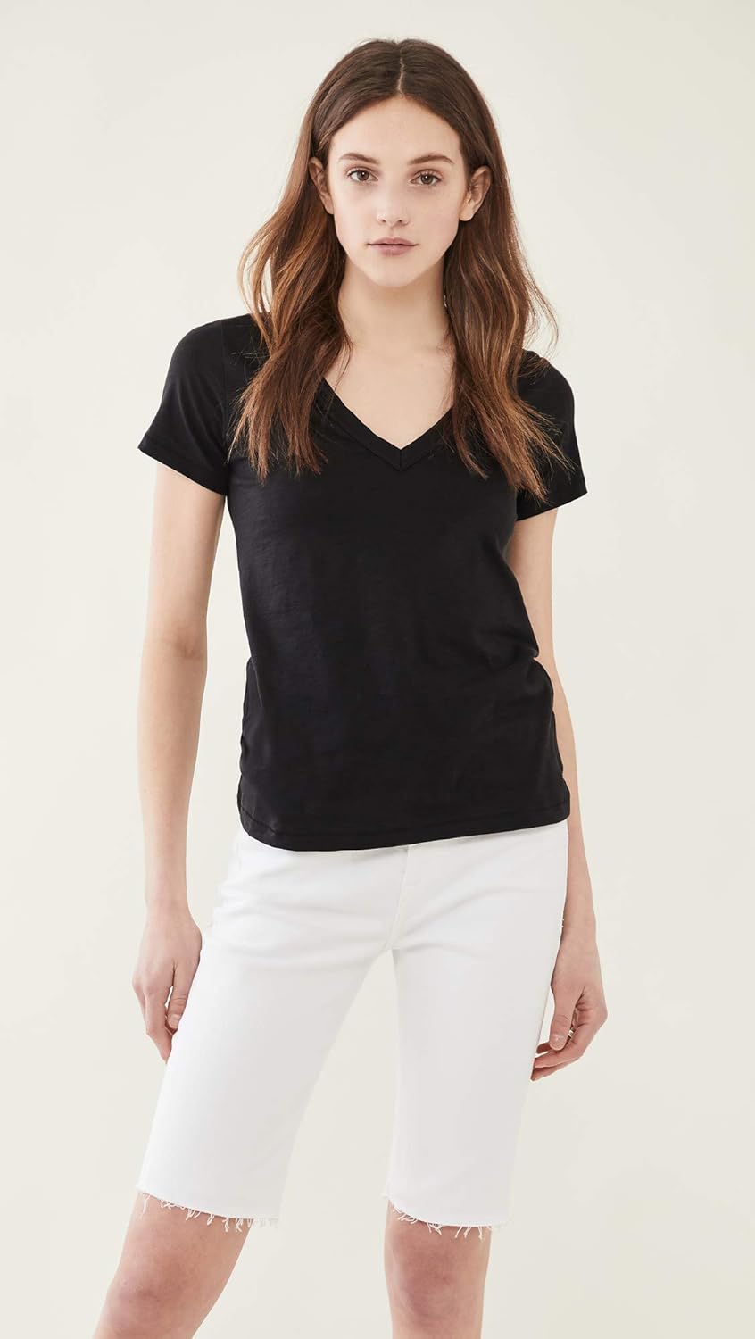 Shop Rag & Bone Women The Vee Tee Black Short Sleeve Cotton T-shirt