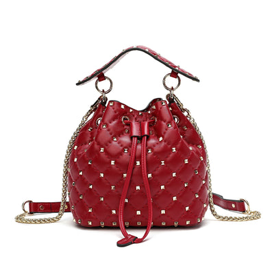 Quilted and Studded Sheepskin Leather Shoulder Bag – Tiffany