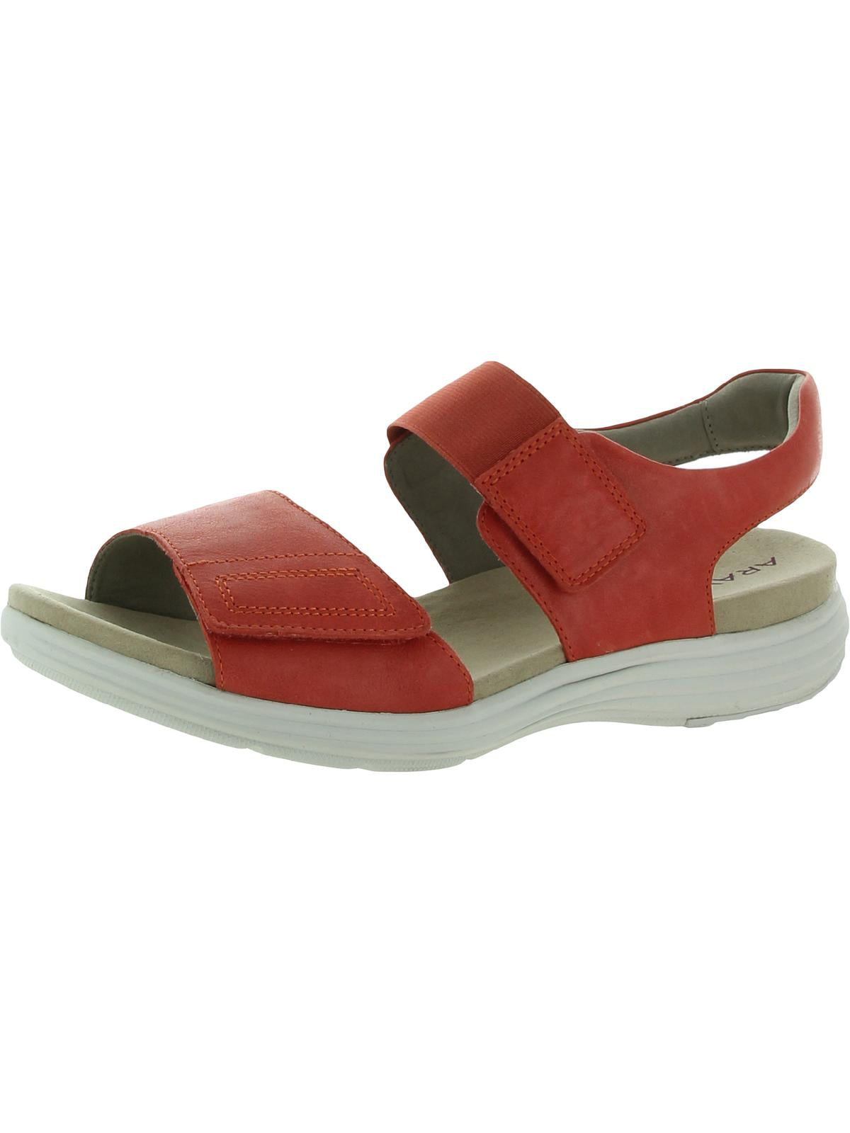 ARAVON Beaumont Two Strap Womens Leather Wedges Footbed Sandals