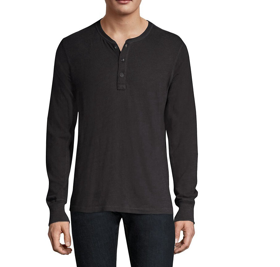 Shop Rag & Bone Men's Long Sleeve Classic Henley, Jet Black Tee