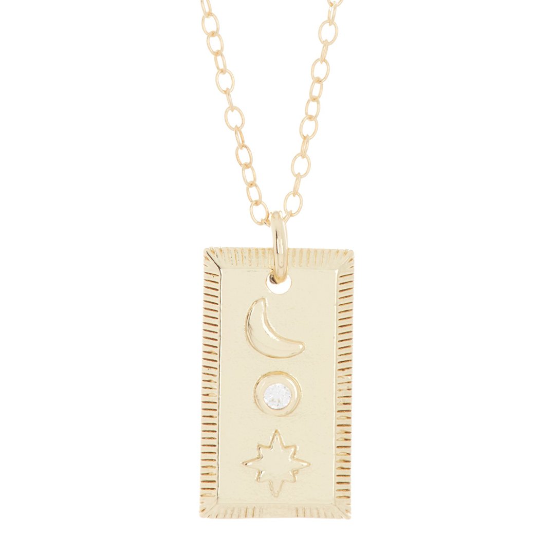 ADORNIA Adornia Moon and Star Mini Tablet Necklace gold
