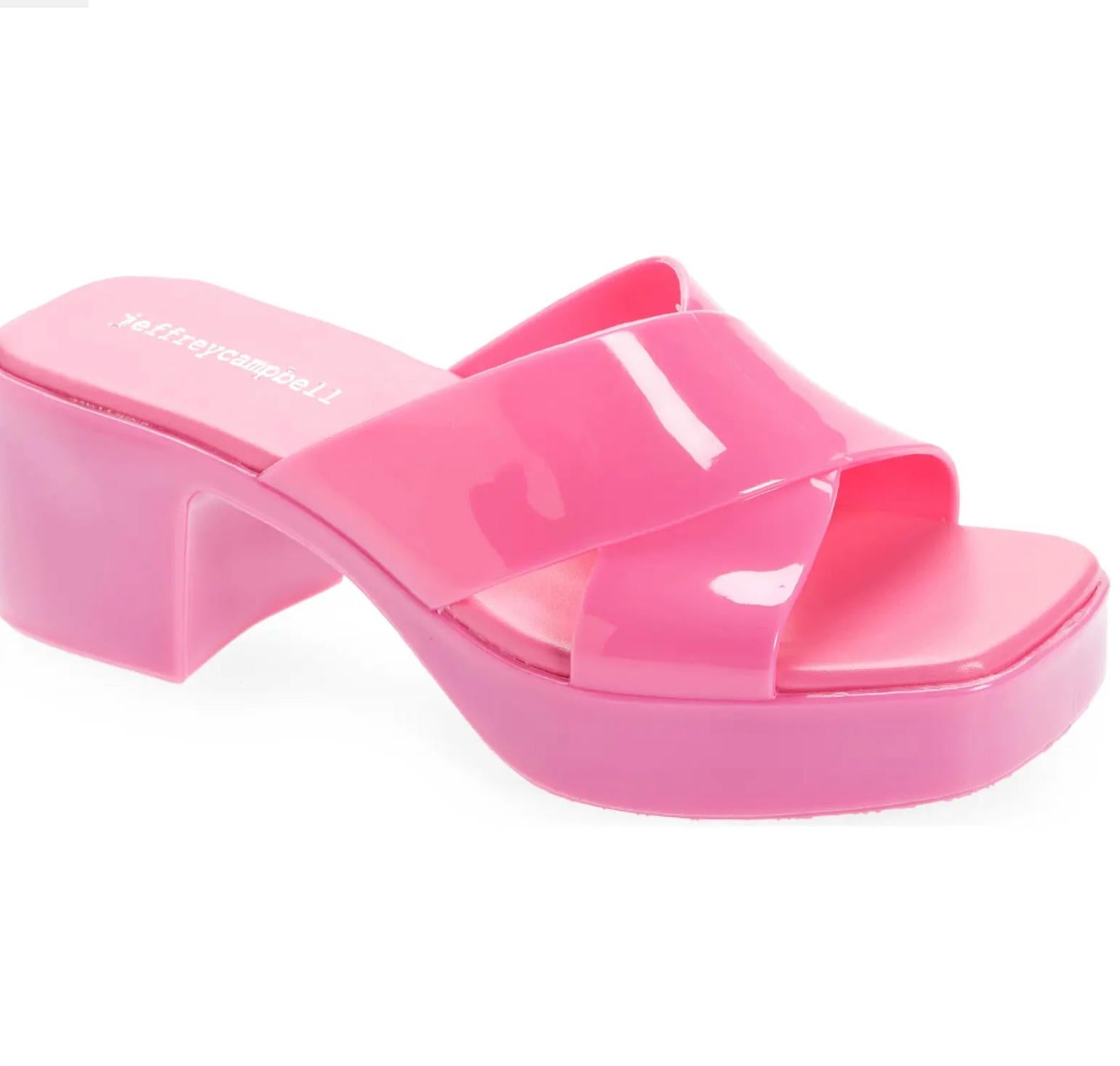 JEFFREY CAMPBELL Bubblegum Platform Sandal In Bright Shiny Pink