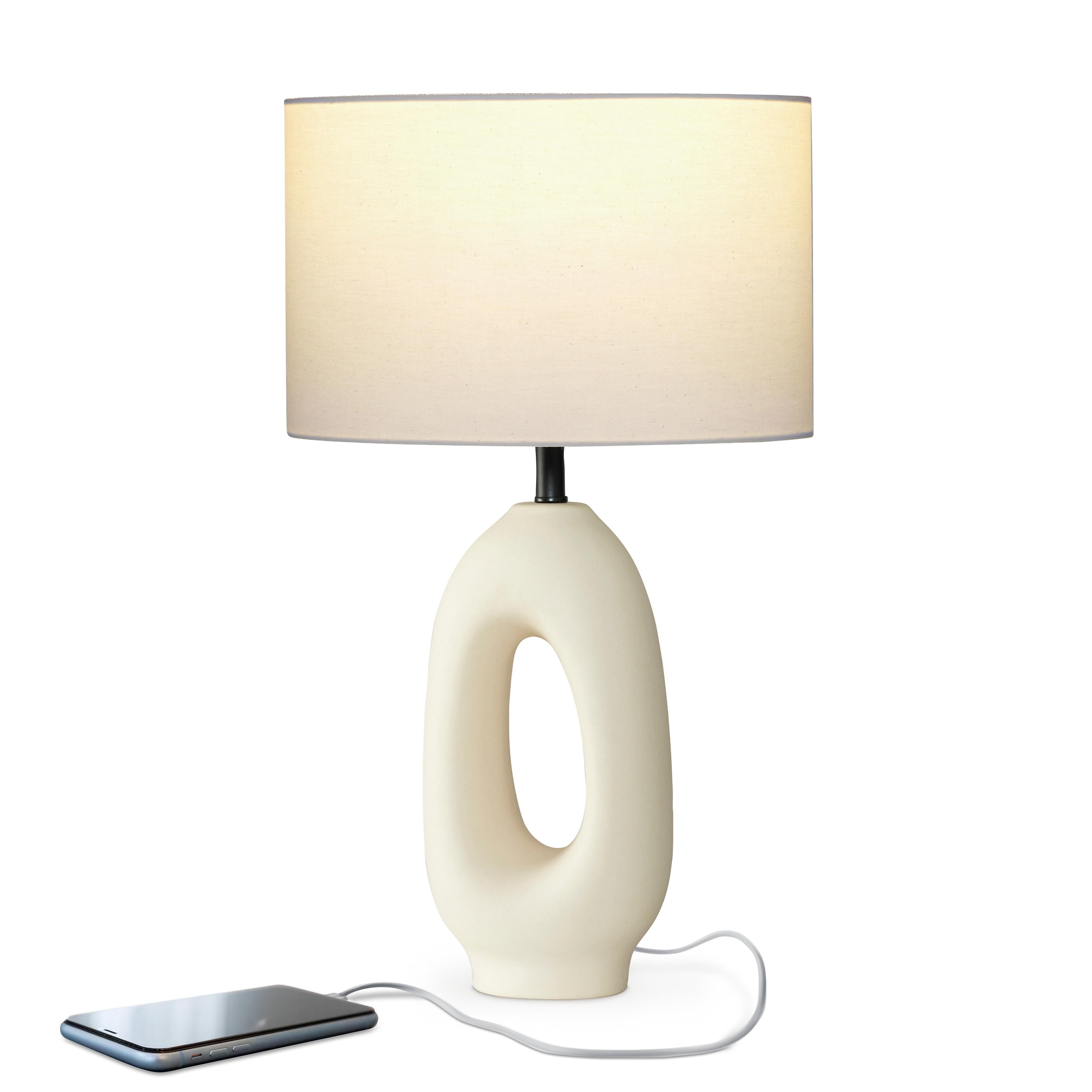 Shop Brightech Artemis Cream Ceramic Led Table Lamp