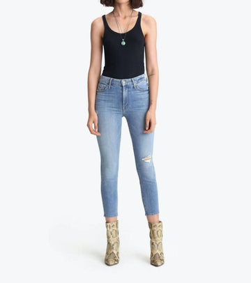 Mother high waisted looker crop jean in lets kick it