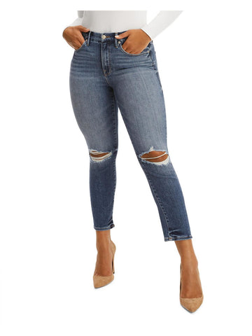 Good American stovepipe womens high rise destroyed skinny jeans