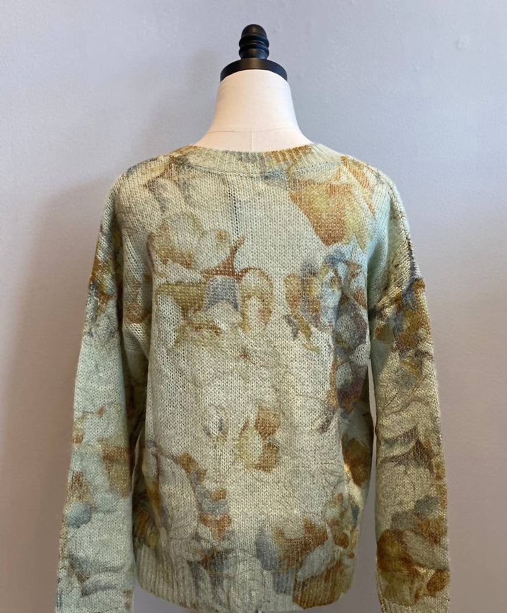 Elan Leaf Floral Sweater in Sage Green | Shop Premium Outlets