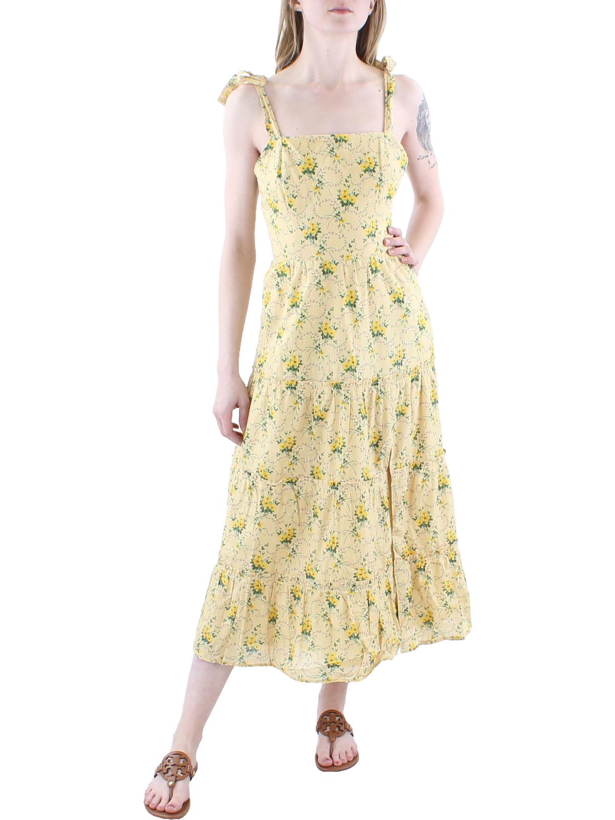 Shop Paige Tamika Womens Floral Print Midi Sundress In Yellow